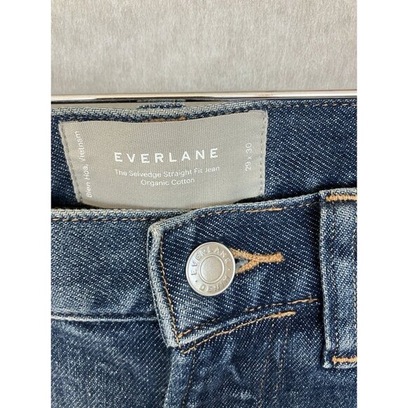 Everlane Womens 29x27” Selvedge Denim Blue Jeans Organic Cotton, Straight Leg - Picture 6 of 12